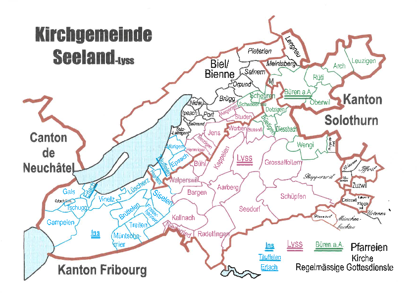 Geografische Karte Kirchgemeinde Seeland-Lyss